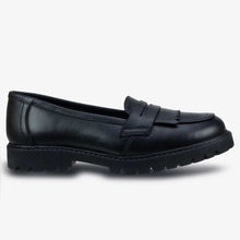 Load image into Gallery viewer, Willow Black Leather Loafer Girls School Shoe