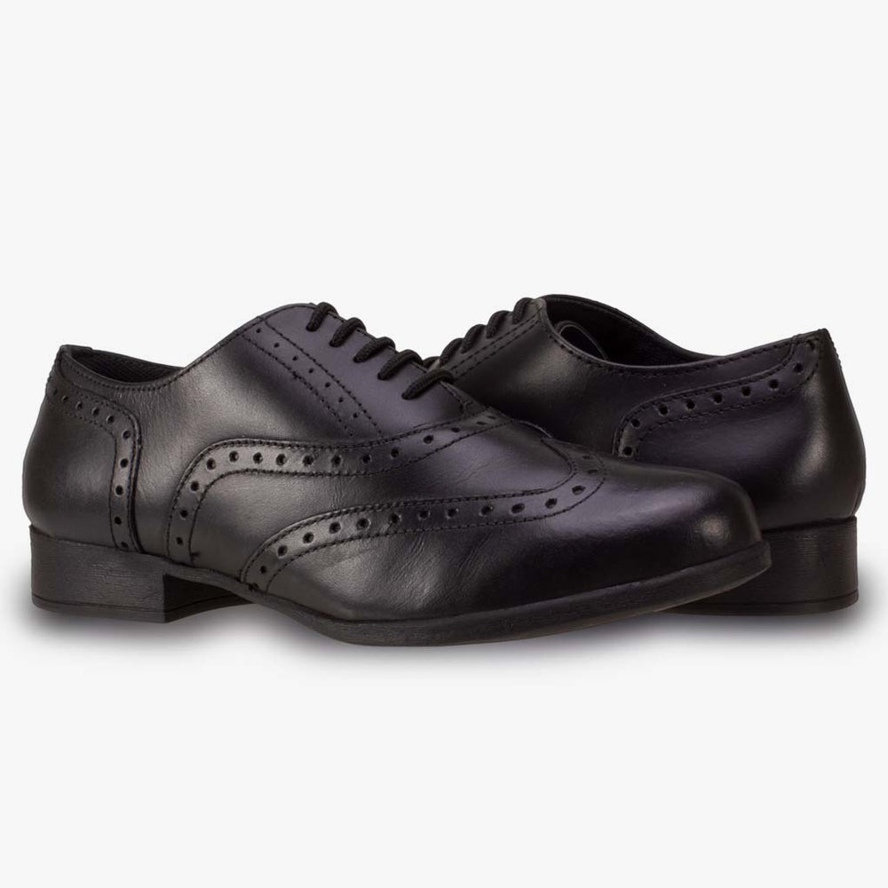 Bella Brogue Leather Girls School Shoe1