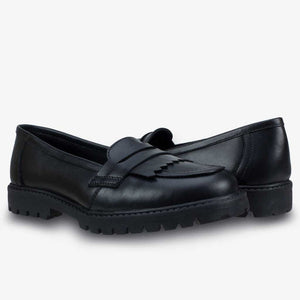 Willow Black Leather Loafer Girls School Shoe