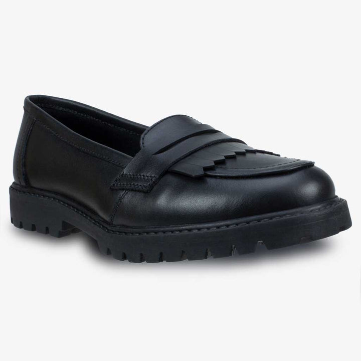 Willow Black Leather Loafer Girls School Shoe