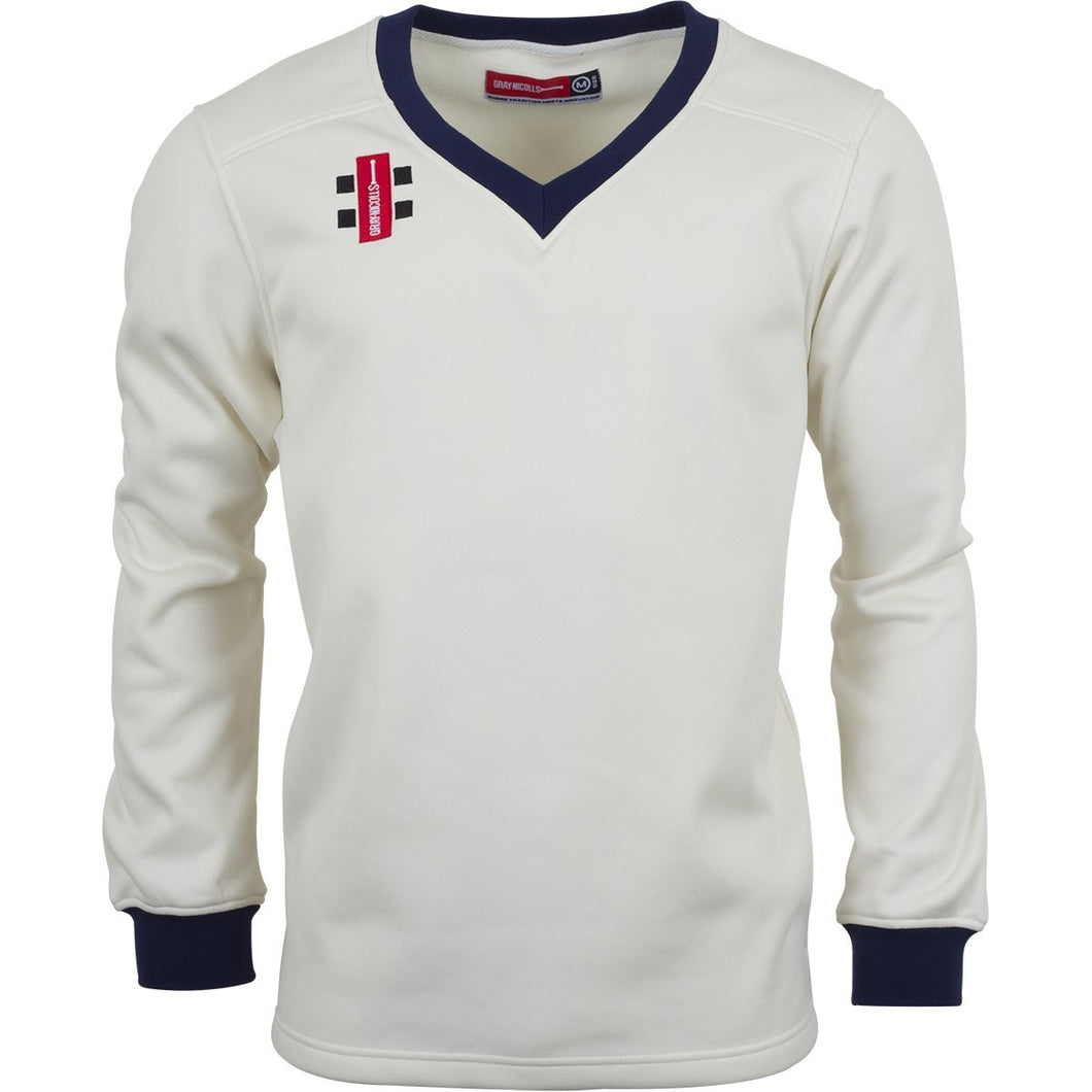 Upper Boys Cricket Sweater With Blue Trim (Crested)